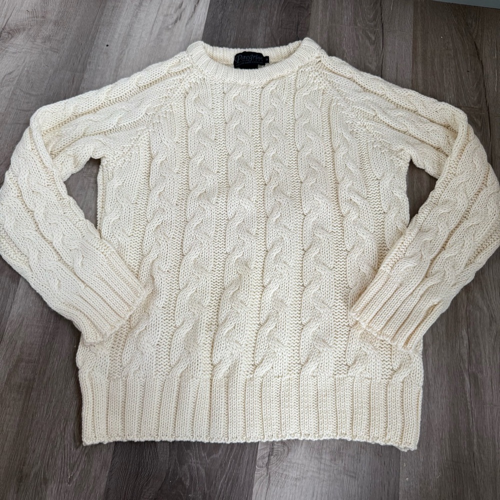 Peregrine 100% Pure New Wool Cable Knit Crewneck Sweater